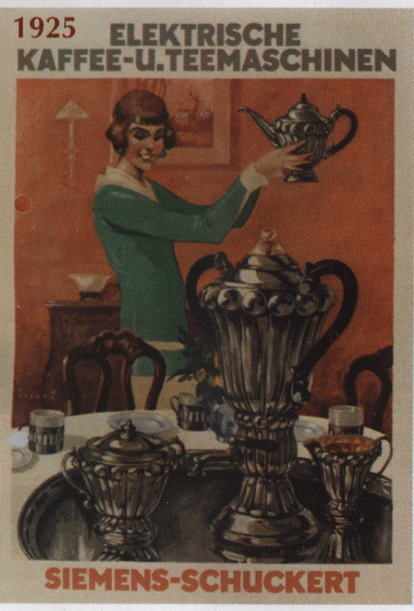 vintage poster siemens coffemashine elektrische kaffee-u.teemaschinen 1925, старый плакат Сименс - кофемашины