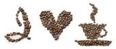 Я люблю кофе - фраза рисунок из кофейных зерен